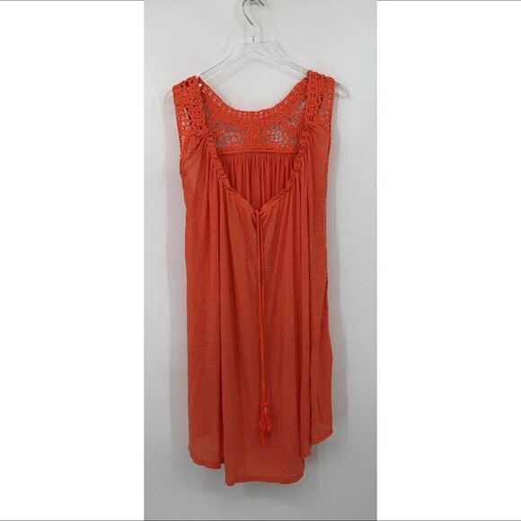 Free People Perfect Day Maxi top flowy crochet orange blouse tunic coral new M - Picture 3 of 7